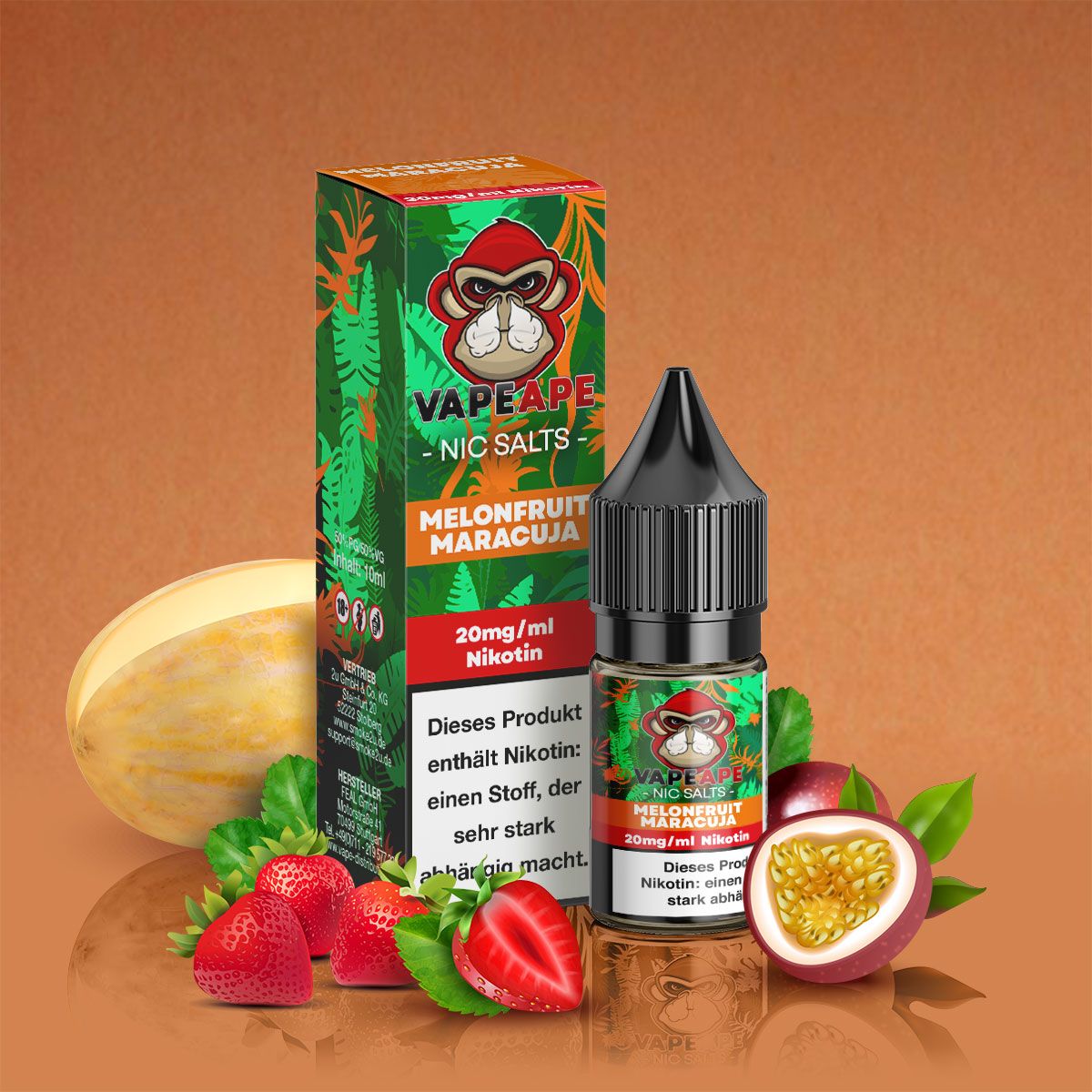 VapeApe Liquid 10ml - Melonfruit Maracuja - 20mg - ShishaBaba