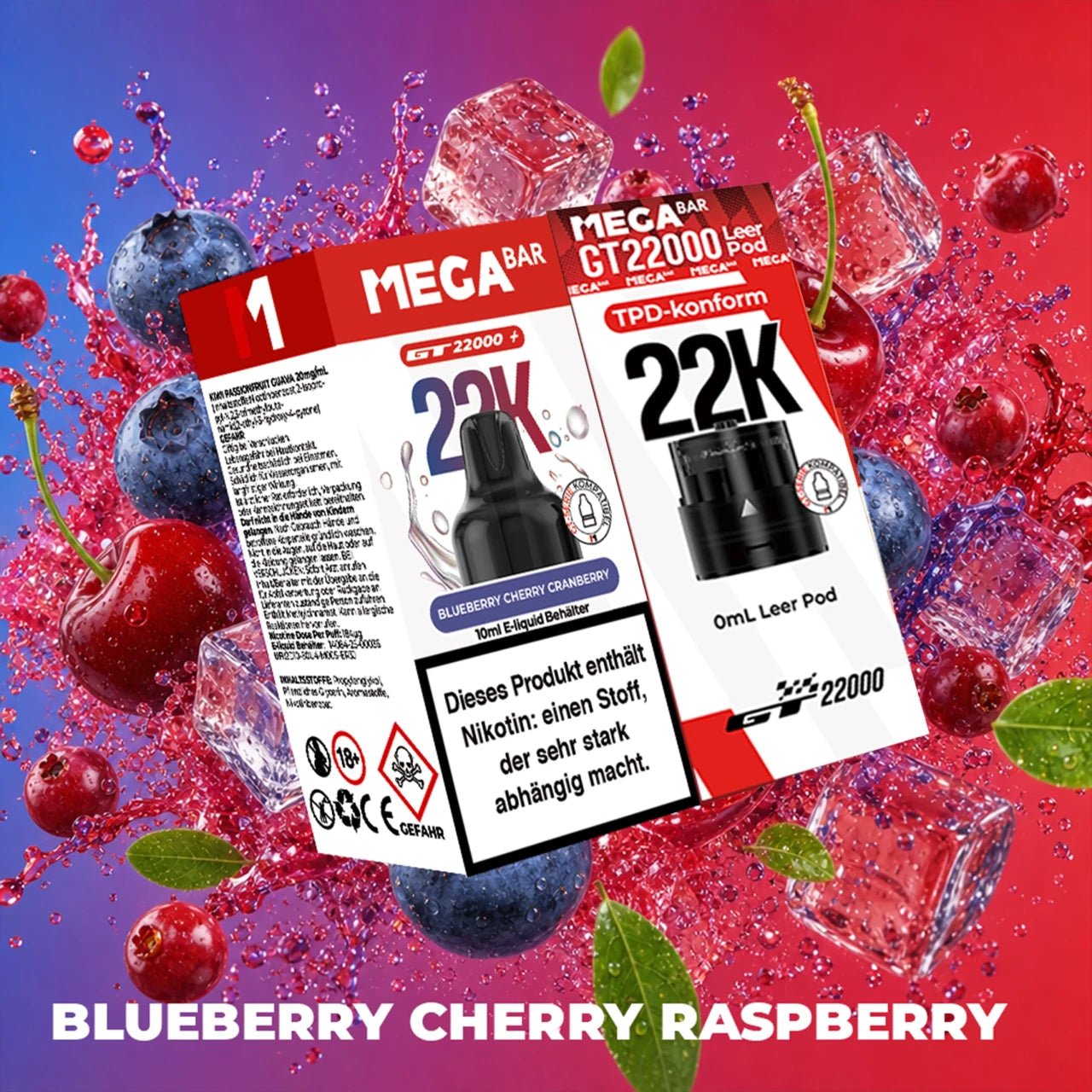 MegaBar - Prefilled Pod Liquid - Blueberry Cherry Raspberry