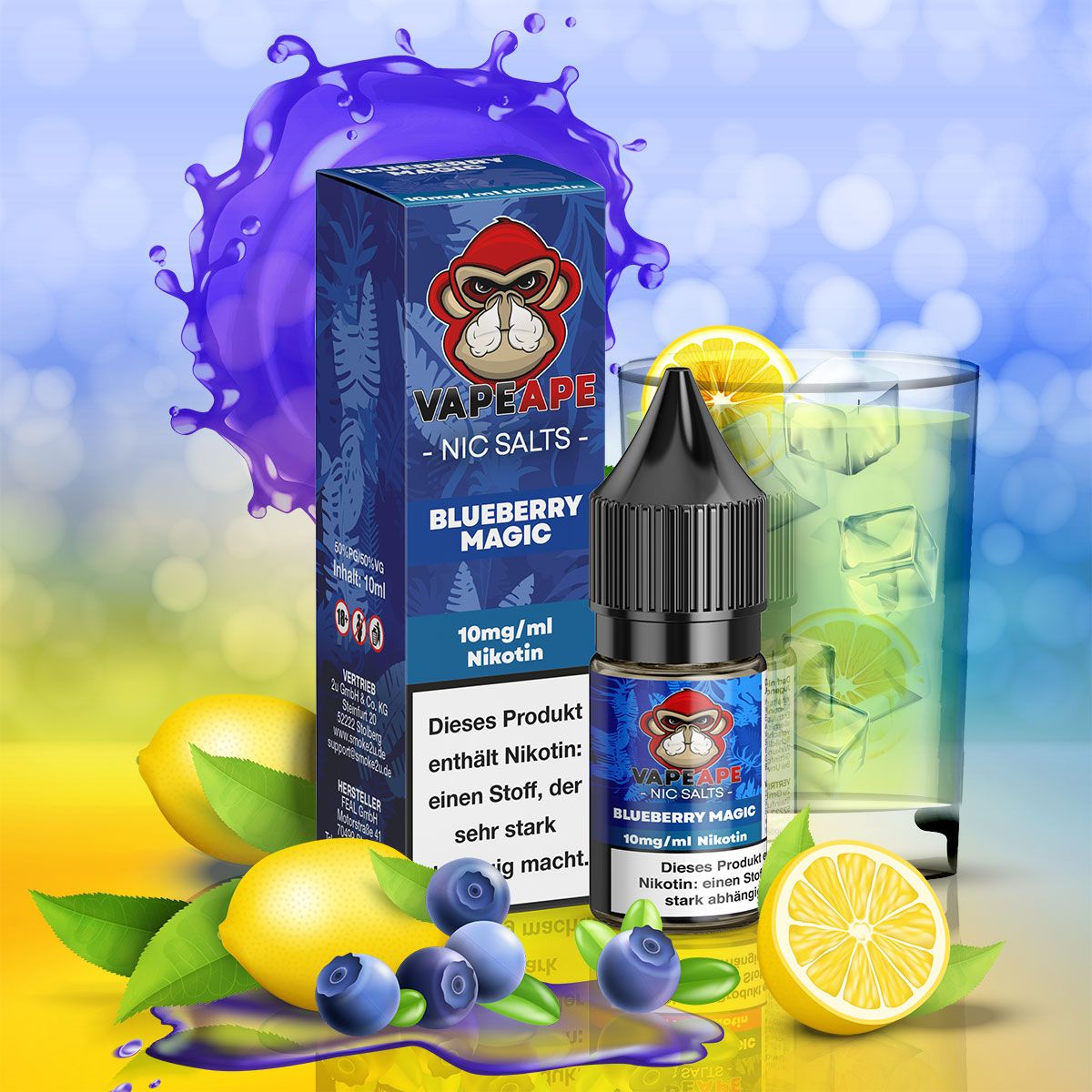 VapeApe Liquid 10ml - Blueberry Magic - 10mg - ShishaBaba