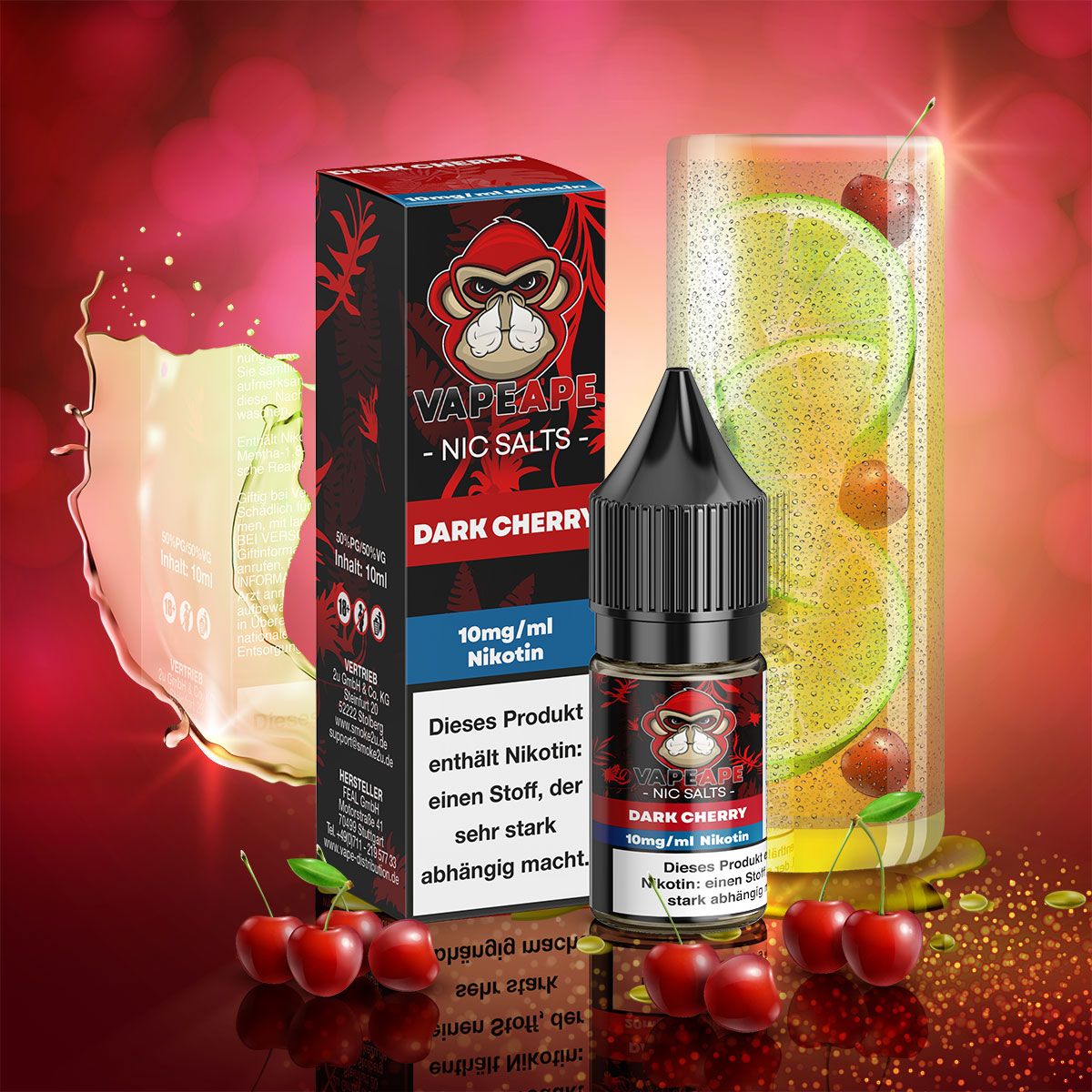 VapeApe Liquid 10ml - Dark Cherry - 10mg - ShishaBaba