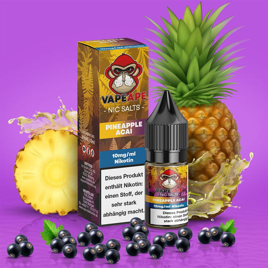 VapeApe Liquid 10ml - Pineapple Acai - 10mg - ShishaBaba