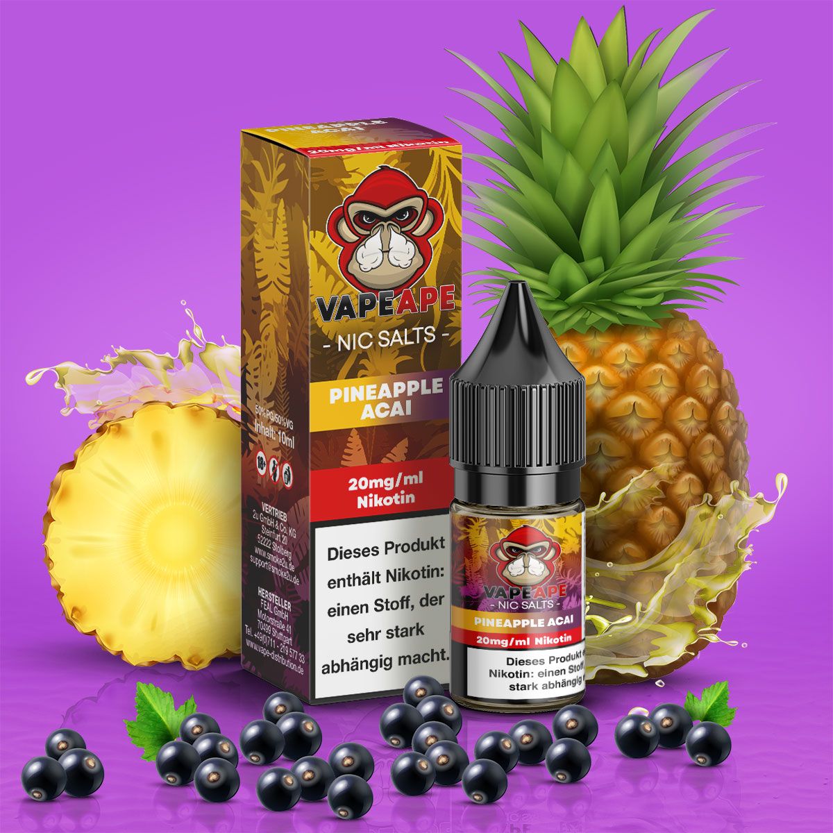 VapeApe Liquid 10ml - Pineapple Acai - 20mg - ShishaBaba